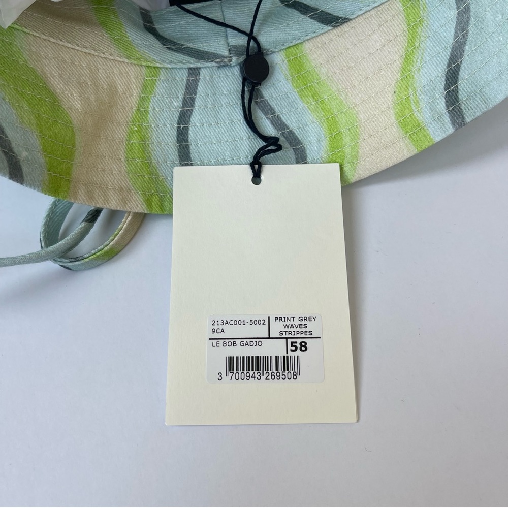 NWT Jacquemus Bucket Hat Le Bob Gadjo Unisex in Blue / Grey Stripe Le Raphia - Picture 10 of 16
